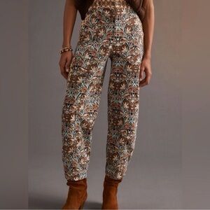ANTHROPOLOGIE - Bold Paisley Print Corduroy Barrel Pants